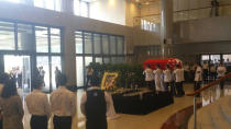 The body of S R Nathan being moved from Parliament House where it was lying in state (Photo: Yahoo Newsroom)