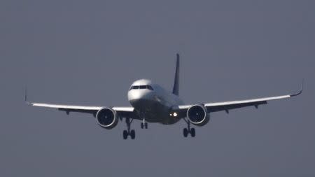 An Airbus A320neo 'quiet jet' comes in to land at the ILA Berlin Air Show in Schoenefeld, south of Berlin, Germany, June 4, 2016. REUTERS/Hannibal Hanschke