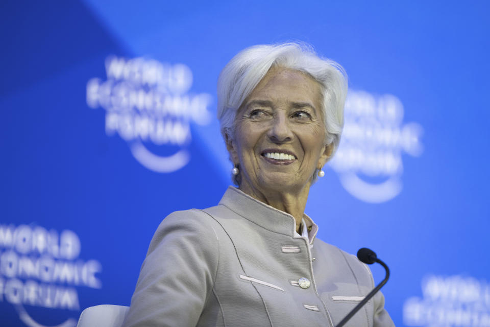 Christine Lagarde, President, European Central Bank, pictured on the closing day of the 53rd annual meeting of the World Economic Forum, WEF, in Davos, Switzerland, Friday, January 20, 2023. The meeting brings together entrepreneurs, scientists, corporate and political leaders in Davos under the topic "Cooperation in a Fragmented World" from 16 to 20 January. (Gian Ehrenzeller/Keystone via AP)