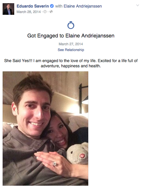 Facebook Cofounder Eduardo Saverin Got Engaged to Elaine Andriejanssen