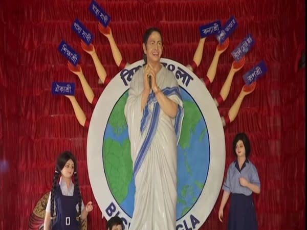 Mamata Banerjee's idol installed at a Durga puja pandal in Kolkata. (Photo/ANI)