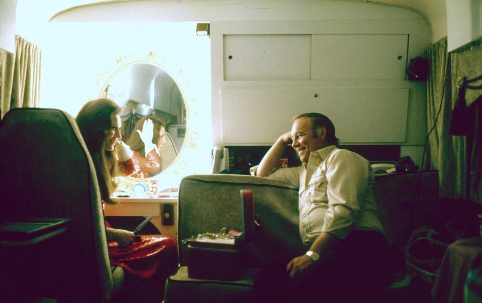 Kentucky country music legend Loretta Lynn is seen on her tour bus with husband Oliver "Mooney" Lynn before a performance.  By C. Thomas Hardin, The Courier-Journal.  1970