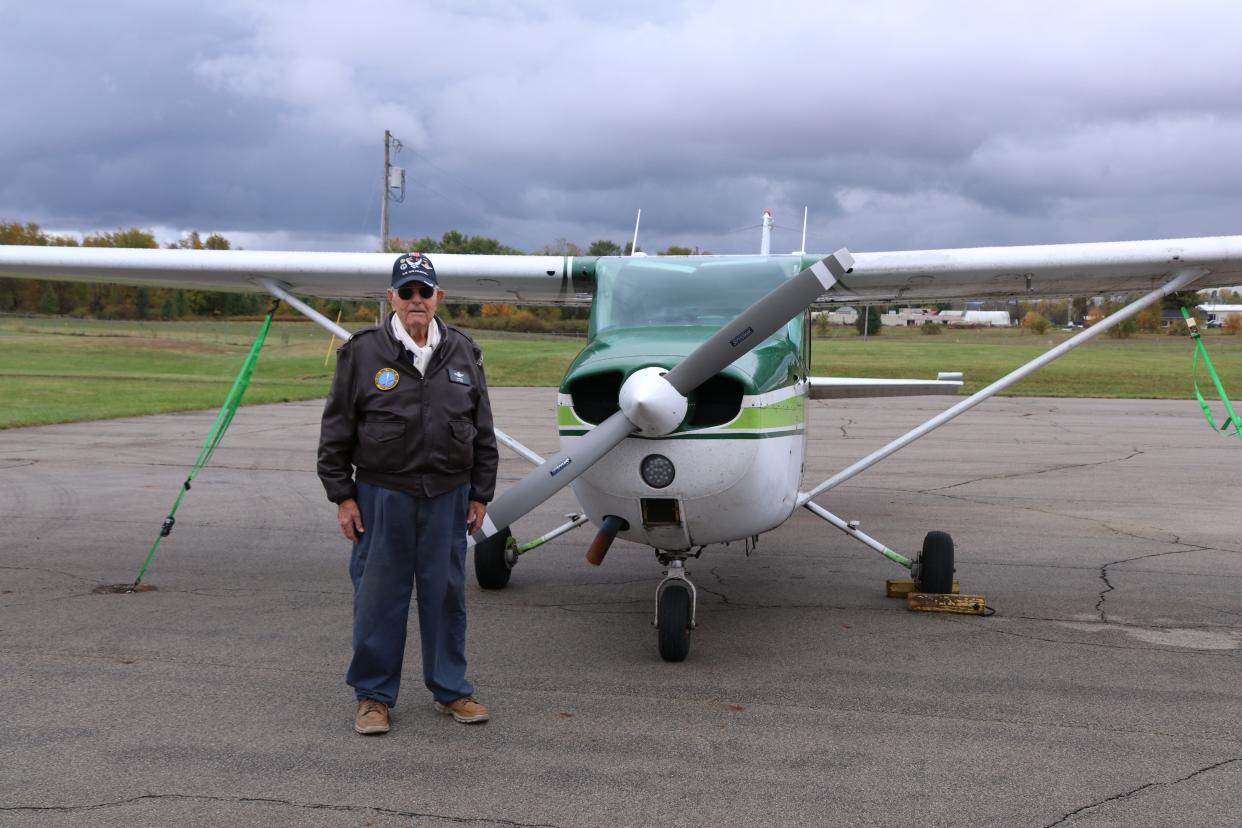 Longtime Newark resident Ray Bower celebrated his 90th birthday by flying a Cessna 172 on Oct. 20, 2023, his first flight in almost 50 years.