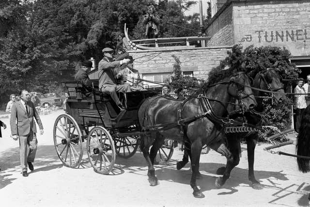 The Duke of Edinburgh driving his carriage at Cirencester Park during the Gieves Carriage Driving Championship in which he was competing 