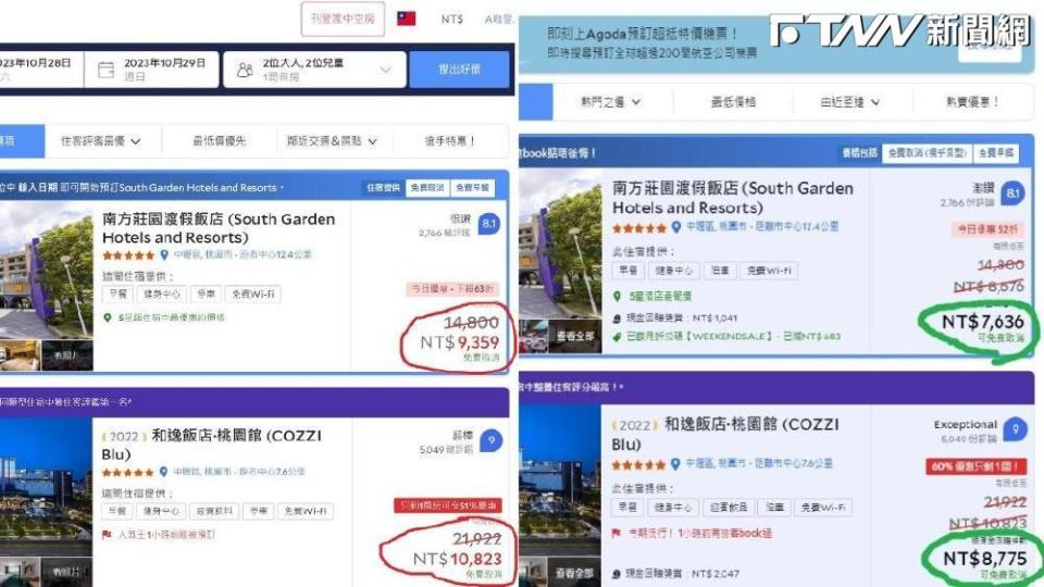 一名網友在網絡上分享自己意外使用外國VPN的情況下，發現住宿房價竟然差了幾千塊。（圖／翻攝自爆廢公社二社 臉書社團）