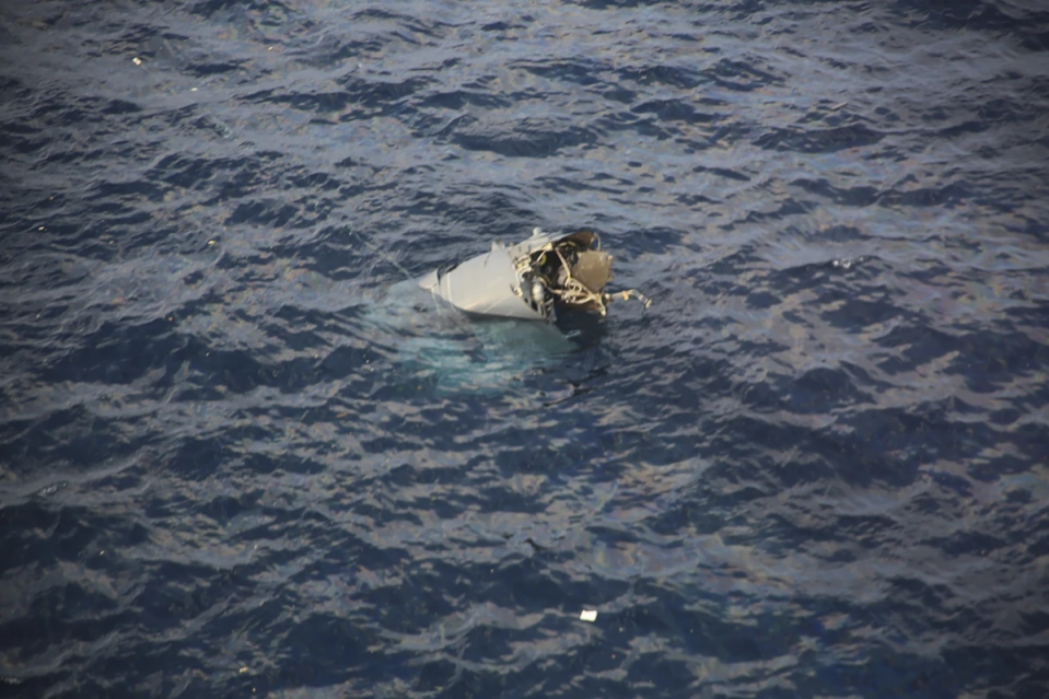 Wreckage of the CV-22B Osprey off Yakushima Island, as photographed by the Japan Coast Guard, November 29, 2023. <em>Japan Coast Guard </em>