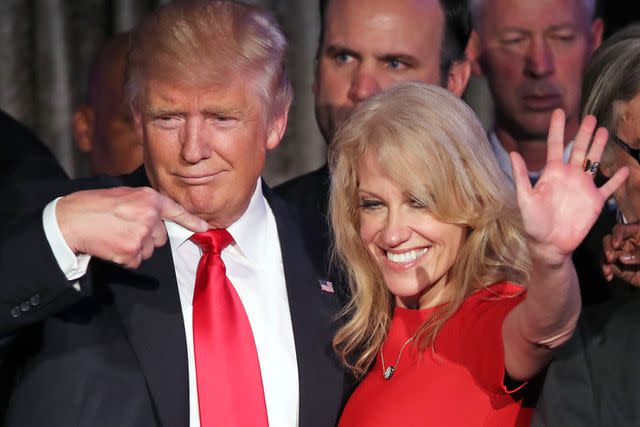 Mark Wilson/Getty Donald Trump and campaign manager Kellyanne Conway celebrate their victory in the 2016 presidential election