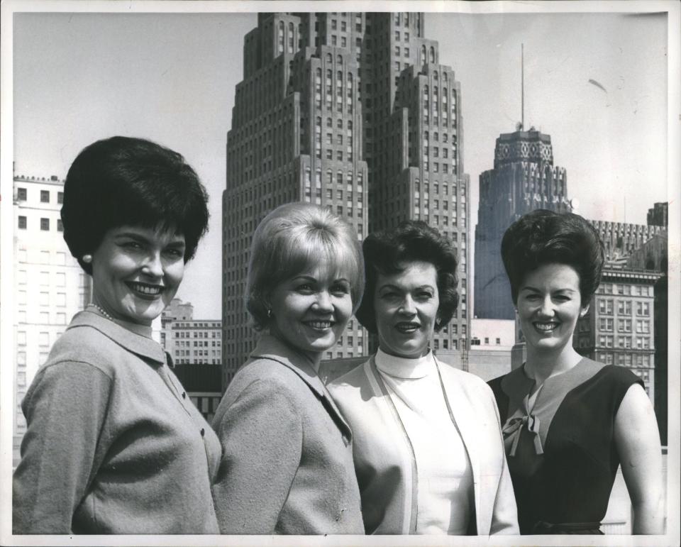 In this vintage photo from Carol Duvall's Detroit TV career, she is pictured here with other pioneering female broadcasters. From left: Rita Bell of WXYZ-TV, Duvall of WWJ-TV, Lee Murray of WJR-AM and Lee Shepherd of WJBK-TV.