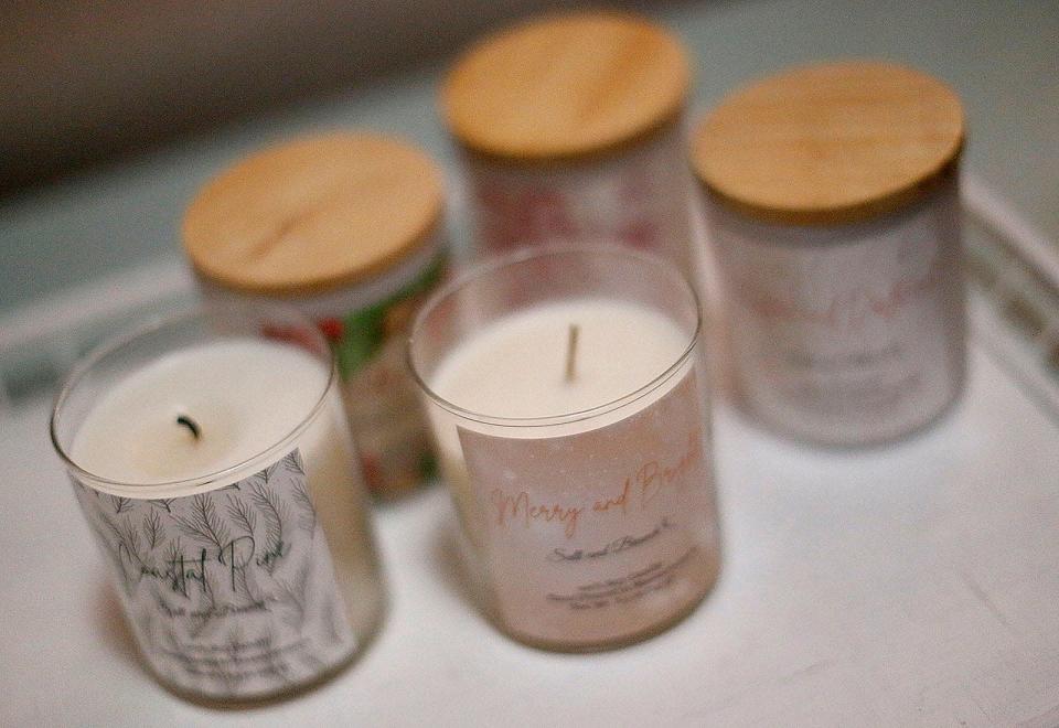 Salt and Branch, of Quincy, has five holiday candle scents. Thursday, Dec. 2, 2021.