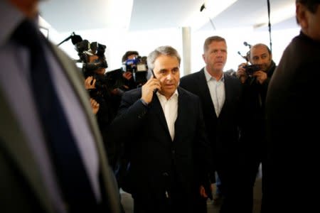 FILE PHOTO: Xavier Bertrand, president of the French Hauts-de-France region and member of the Republicans political party, arrives to attend a political council at the party headquarters in Paris, France, April 24, 2017 the day after the first round of the French presidential election.    REUTERS/Stephane Mahe