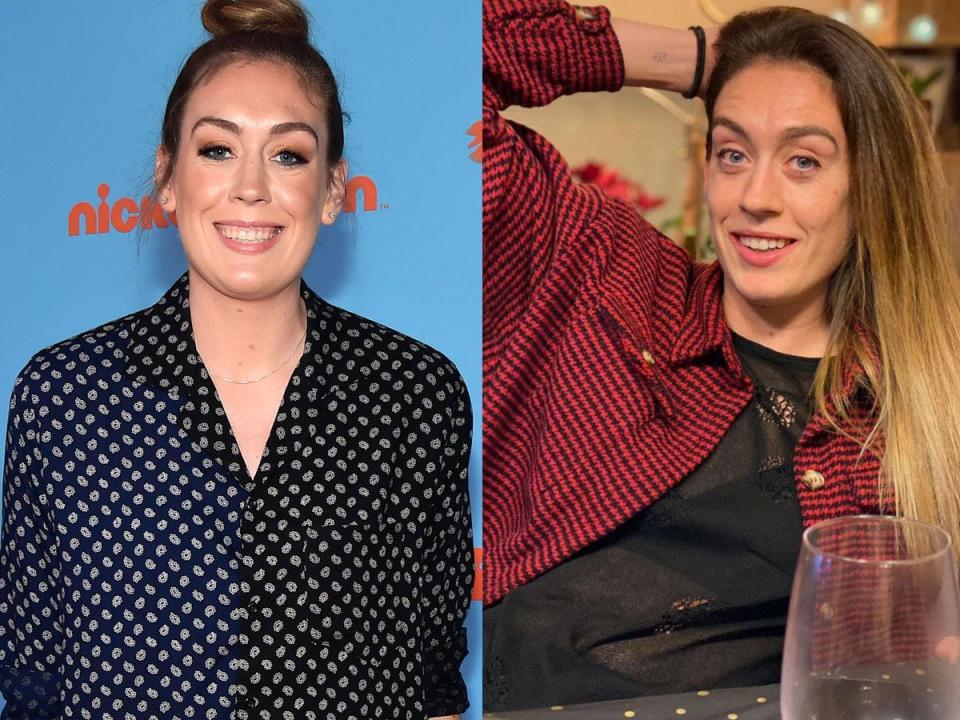 Breanna Stewart with makeup (left) and the athlete without makeup (right).