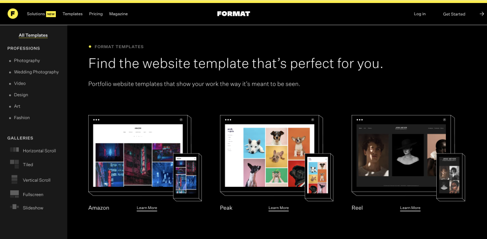 website builders for photographers: Format