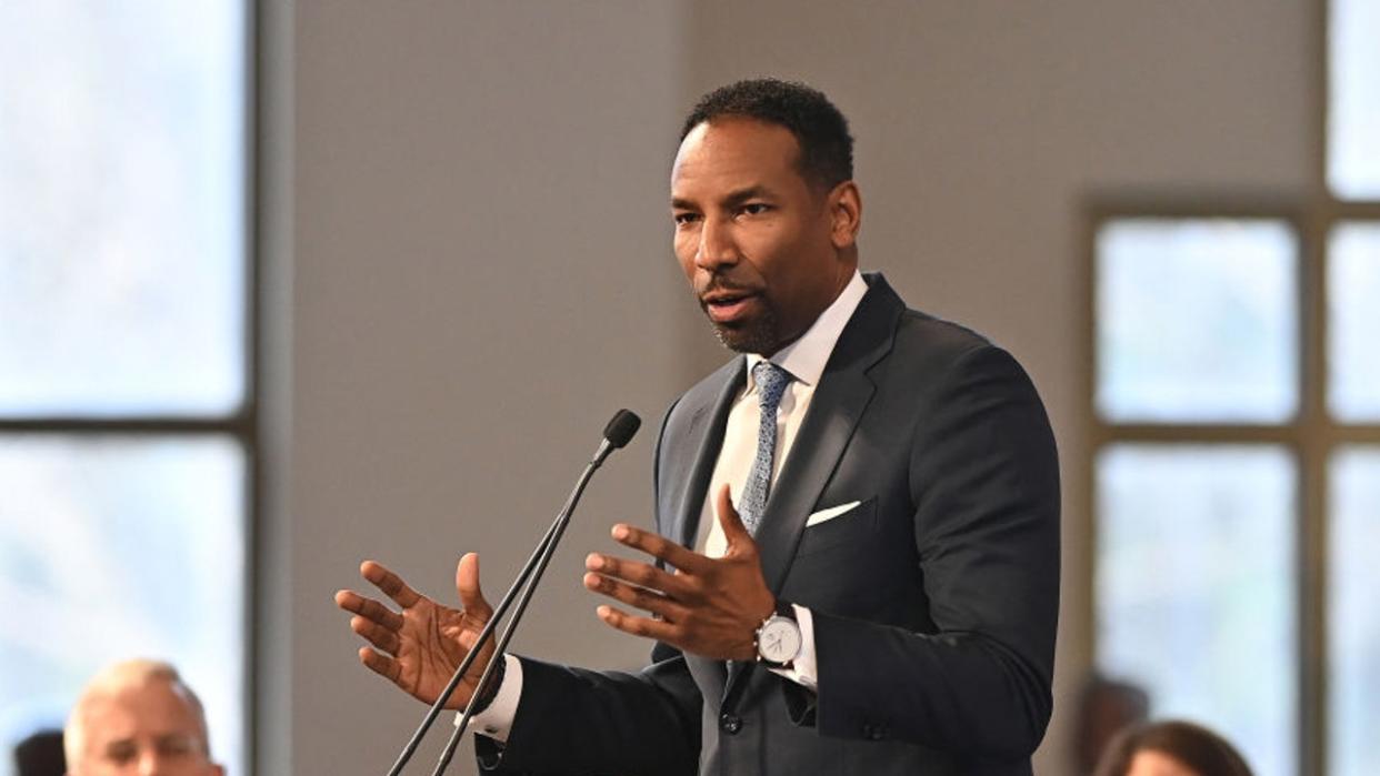 <div>Atlanta Mayor Andre Dickens speaks onstage during the 2024 Martin Luther King, Jr. Beloved Community Commemorative Service at Ebenezer Baptist Church on January 15, 2024. (Photo by Paras Griffin/Getty Images)</div>