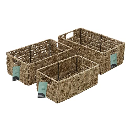 Jvl Seagrass Set of 3 Rectangular Storage Baskets