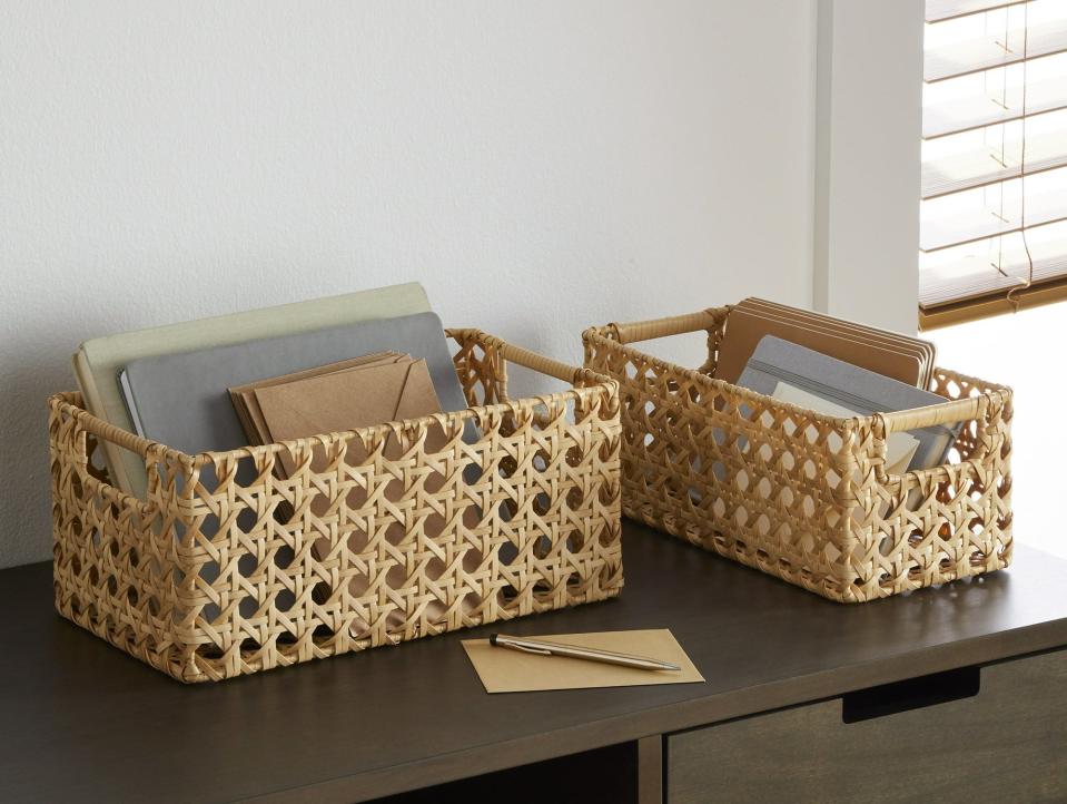 the cane baskets