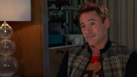 The 'Iron Man' actor doesn't look too happy in the interview. Photo: YouTube
