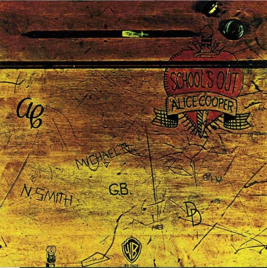 Alice Cooper "School's Out" album cover.