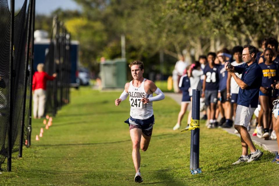 Palmer Trinity’s Henry Stark, seen here winning a district championship two weeks earlier, won the Class 1A individual state cross-country championship on Friday morning at Apalachee Regional Park in Tallahassee, Fla.