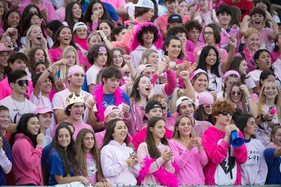 Washington Township fans cheer on their team during the football game between Washington Township and Williamstown played at Washington Township High School, on Friday, October 8, 2021.  Washington Township defeated Williamstown, 42-7.  