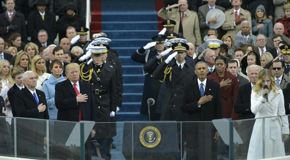 Jackie Evancho sings the national anthem on Jan. 20, 2017 at the U.S. Capitol during Trump's swearing-in ceremony. (Photo: MANDEL NGAN/AFP via Getty Images)