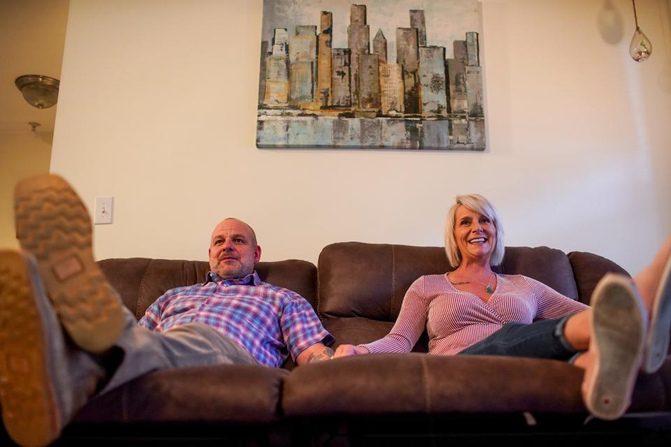 Bret and Susan Fenske go on weekly dates, but they also like to stay home and watch movies side-by-side.