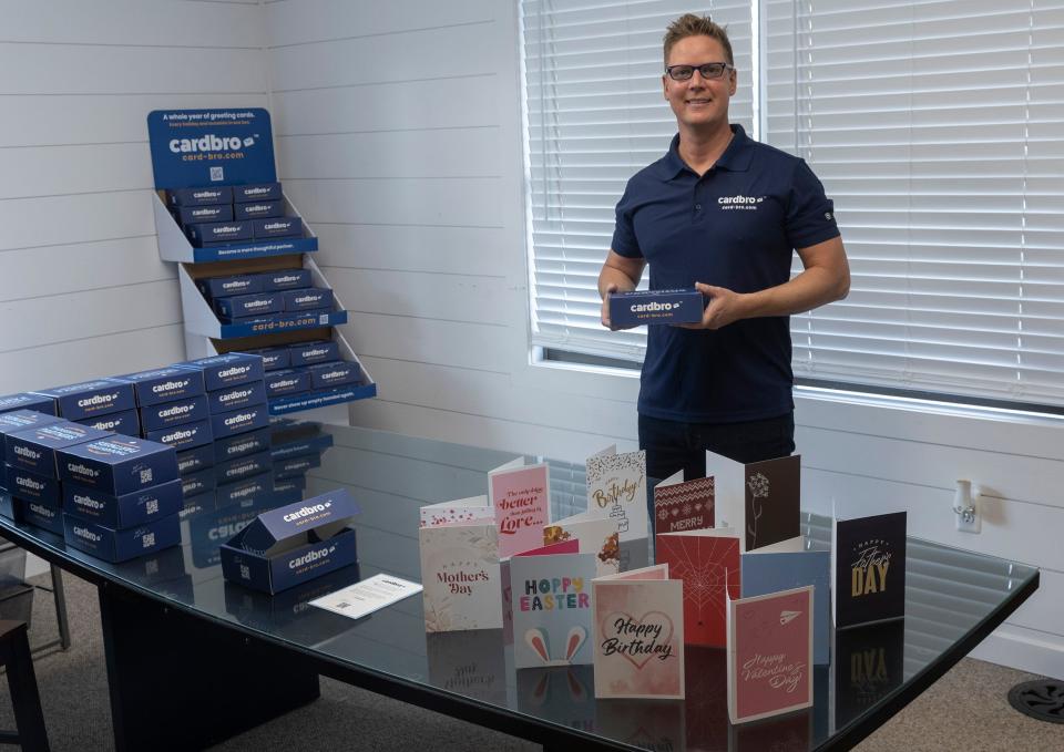 Justin Shearer of CardBro, a Beachwood-based firm that offers boxed sets of greeting cards designed to help ensure people don’t miss recognizing their loved ones on special occasions or milestones in a given year.