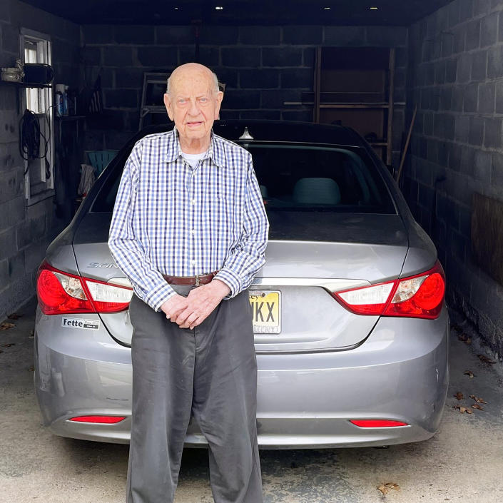 Vincent Dransfield, 109, says he still drives his Hyundai every day. (Courtesy Erica Lista)