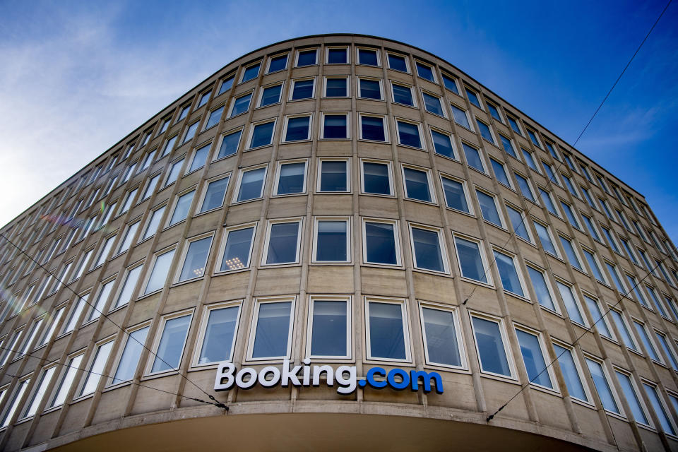 AMSTERDAM, NETHERLANDS - 2020/09/07: Headquarters of Booking.com in Amsterdam. Amsterdam headquarters of Booking.com will lay off up to a quarter of its employees to face the coronavirus crisis. The CEO of the booking site Glenn Fogel reported this to his staff on Tuesday morning. A spokesperson says that there will also be redundancies in the Netherlands. (Photo by Robin Utrecht/SOPA Images/LightRocket via Getty Images)