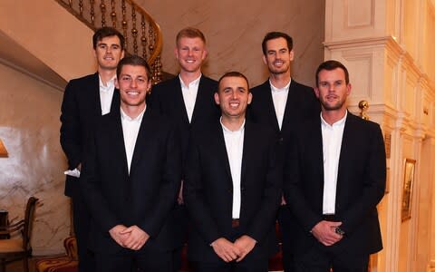 Jamie Murray, Kyle Edmund, Andy Murray, Neal Skupski, Dan Evans and Leon Smith - Credit: GETTY IMAGES