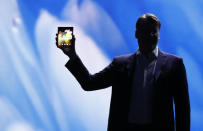 Justin Denison, Samsung Electronics senior vice president of Mobile Product Marketing, speaks during the unveiling of Samsung's new foldable screen smart phone, during the Samsung Developers Conference in San Francisco, California, U.S., November 7, 2018. REUTERS/Stephen Lam