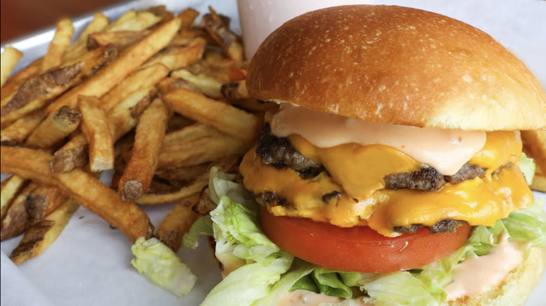 Mooyah burger and fries 