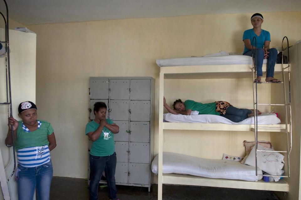 Prisoners are seen in their cell inside the renovated wing of the Najayo women's prison in San Cristobal