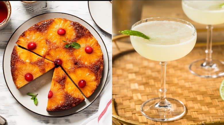 Two daiquiris and pineapple cake