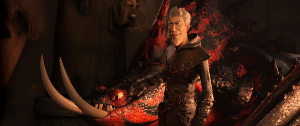 En esta imagen difundida por Universal Pictures, el personaje de Grimmel en una escena de "How to Train Your Dragon: The Hidden World" de DreamWorks Animation. (DreamWorks Animation/Universal Pictures vía AP)