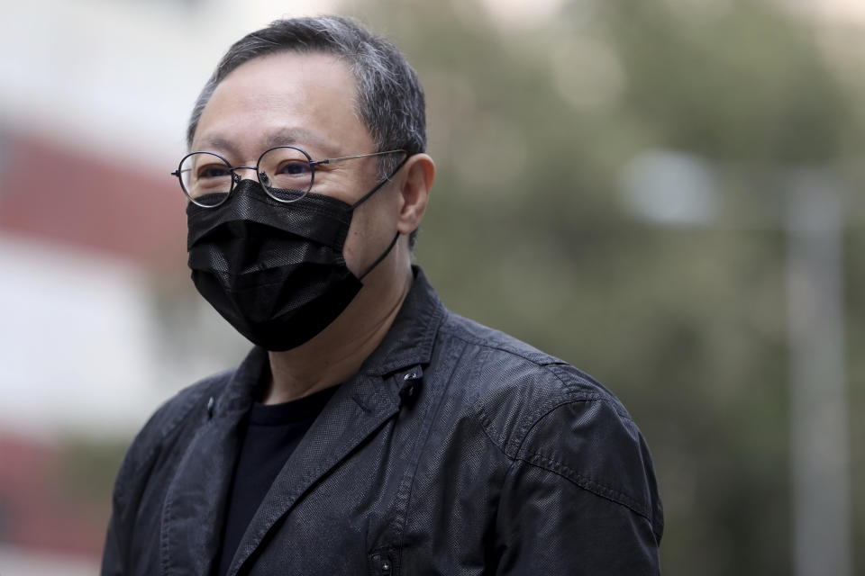 Former law professor Benny Tai, a key figure in Hong Kong's 2014 Occupy Central protests and also was one of the main organizers of the primaries, who was arrested under Hong Kong's national security law poses for photographers before walking in a police station in Hong Kong Sunday, Feb. 28, 2021. Hong Kong police on Sunday detained 47 pro-democracy activists on charges of conspiracy to commit subversion under the sweeping national security law. (AP Photo)