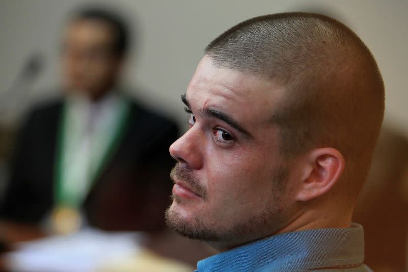 FILE PHOTO: Dutch citizen Van der Sloot waits for his trial to begin at the courtroom in the Lurigancho prison in Lima