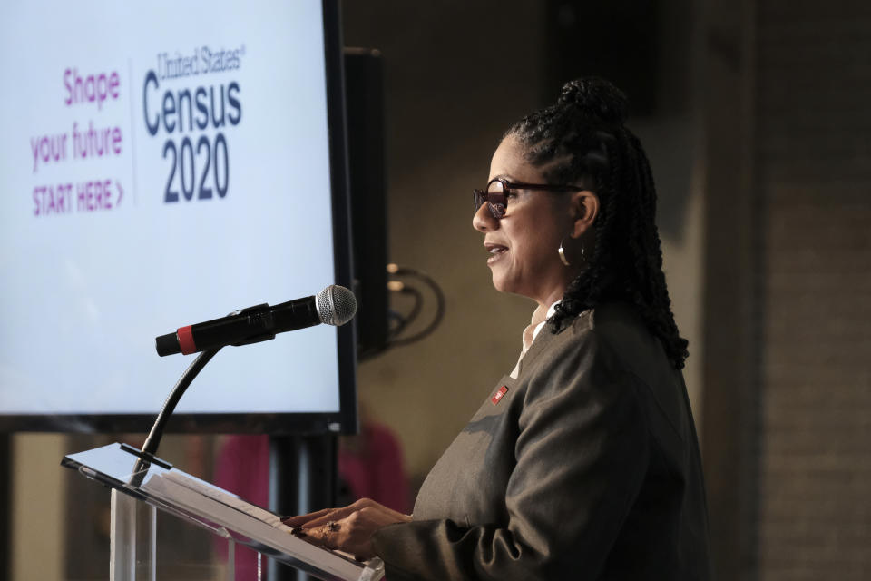 U.S. Census Bureau Executive Director Kendall Johnson speaks at an event to unveil the national advertising and outreach campaign for the 2020 Census, at the Arena Stage, Tuesday, Jan. 14, 2020, in Washington. (AP Photo/Michael A. McCoy)