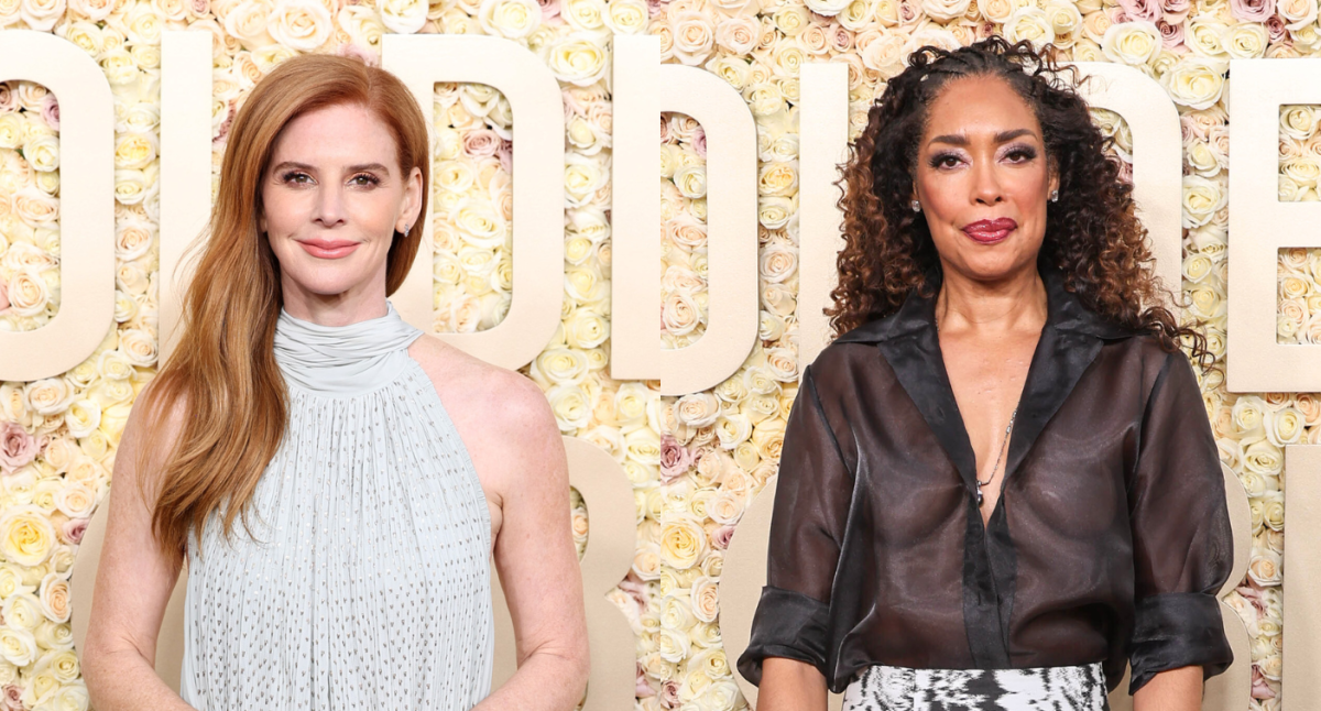 'Suits' costars Sarah Rafferty and Gina Torres look at the