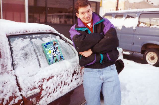<p>Courtesy of Paul Scheer</p> In an edited throwback photo, Paul Scheer shows off his new memoir — and his car.