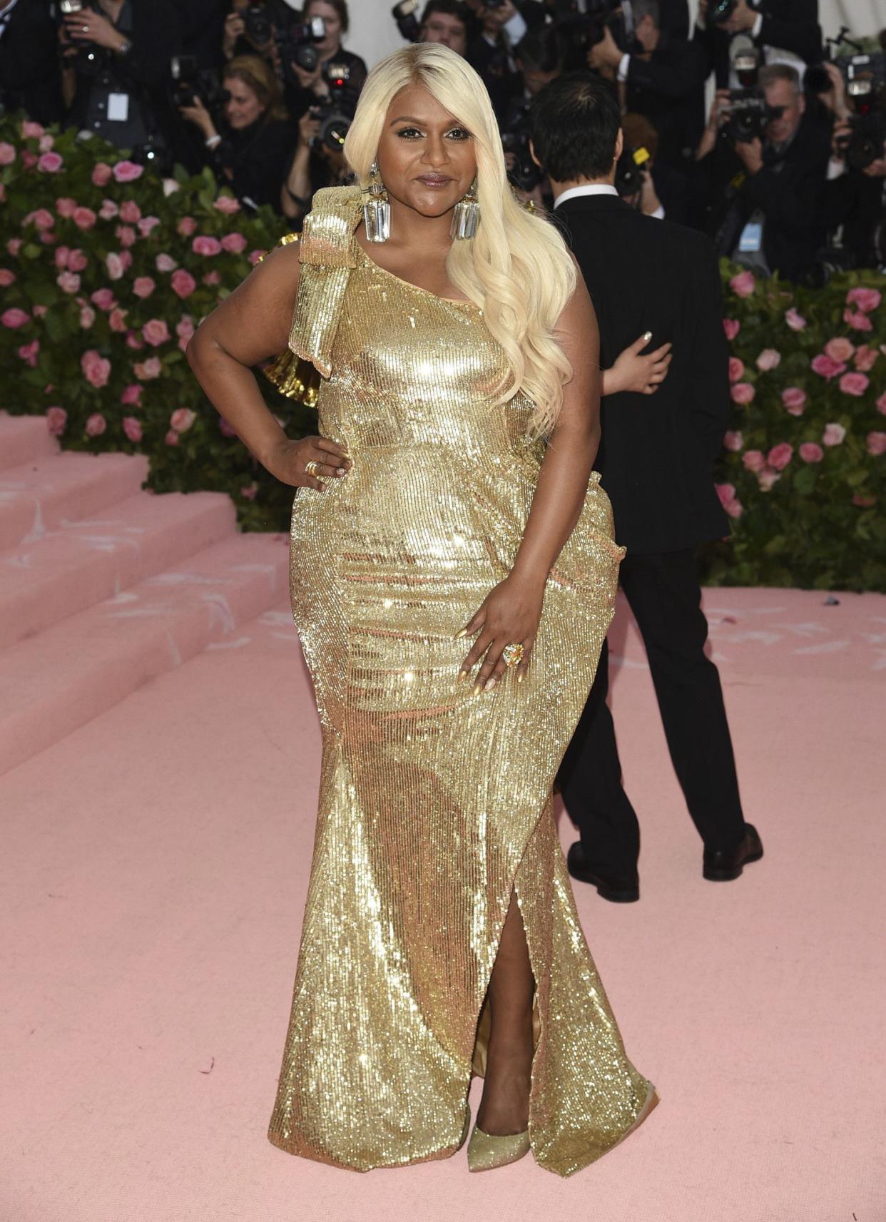 Mindy Kaling attends The Metropolitan Museum of Art's Costume Institute benefit gala celebrating the opening of the "Camp: Notes on Fashion" exhibition on Monday, May 6, 2019, in New York.