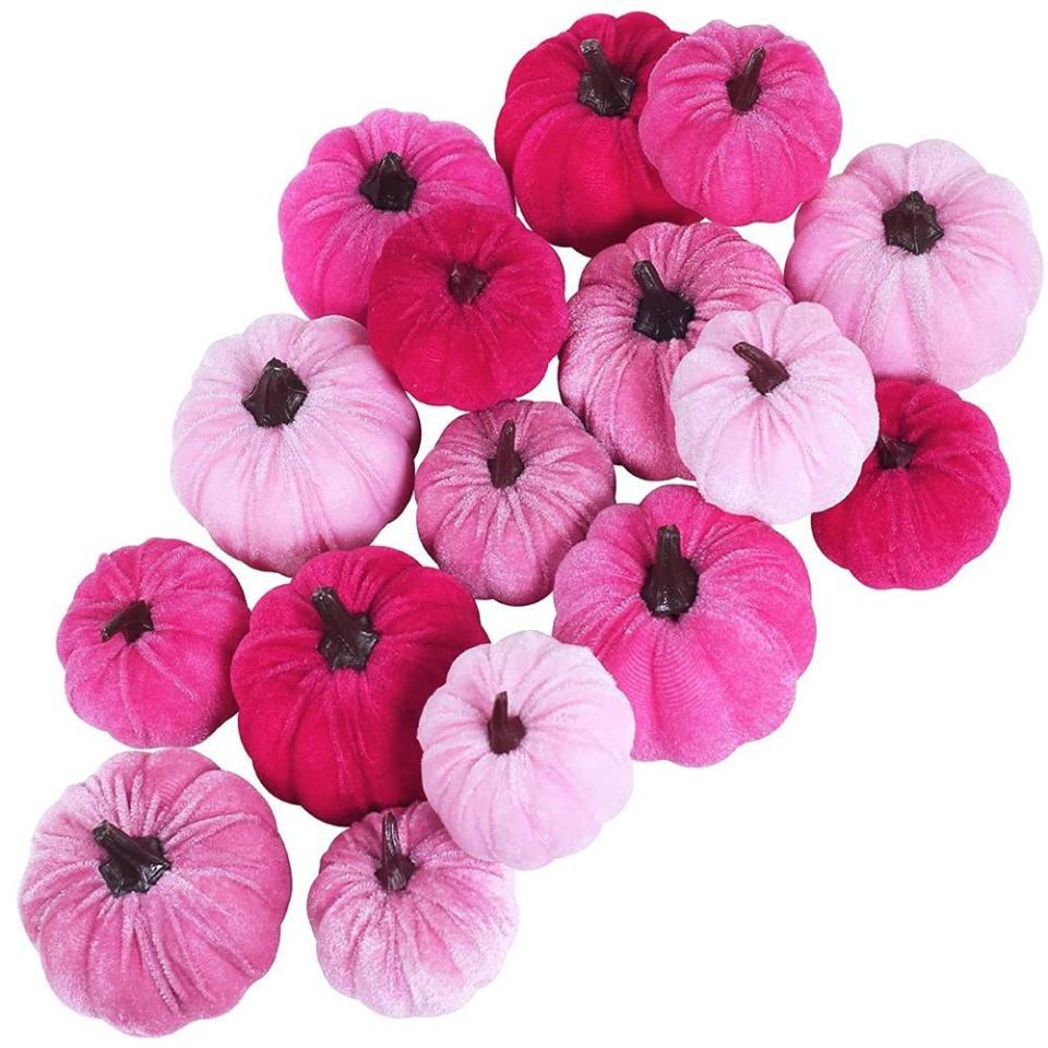 2) Pink Velvet Pumpkin Assortment