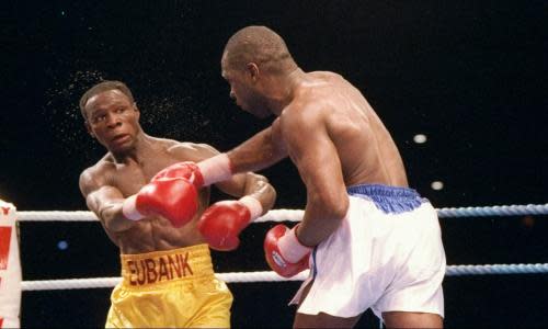 Chris Eubank V Nigel Benn<br>9 Oct 1993:  Chris Eubank (left) trades blows with his opponent Nigel Benn. Mandatory Credit: Holly Stein  /Allsport