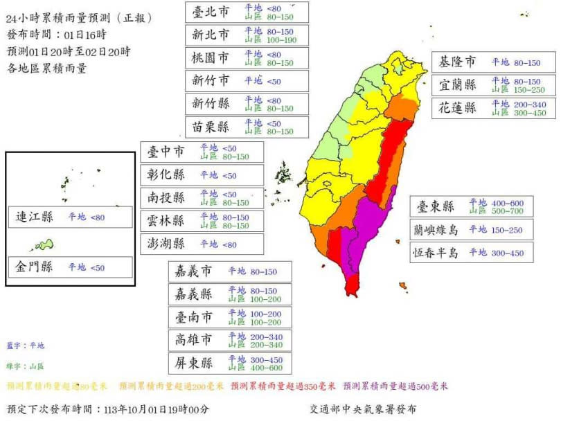 最新風雨預報出爐。（圖／氣象署提供）