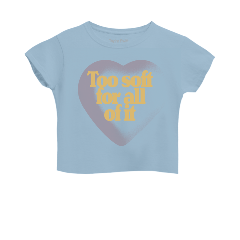 <p><a href="https://store.taylorswift.com/collections/taylor-swift-midnights-album-shop/products/too-soft-for-all-of-it-cropped-t-shirt" rel="nofollow noopener" target="_blank" data-ylk="slk:Shop Now;elm:context_link;itc:0;sec:content-canvas" class="link ">Shop Now</a></p><p>Too Soft For All Of It Cropped T-Shirt</p><p>$35.00</p><p>taylorswift.com</p>