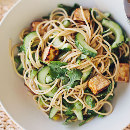 Whole-Wheat Pasta with Tofu and Cucumber