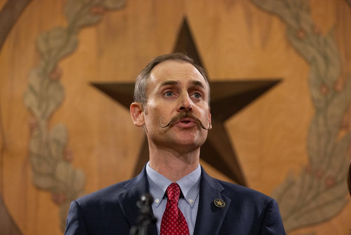 Chair of the Texas House impeachment managers, state Rep. Andrew Murr holds a press conference with vice chair Ann Johnson, D-Houston, following Attorney General Ken Paxton’s acquittal verdict on the impeachment trial at the Texas capitol in Austin on Sept. 16, 2023.