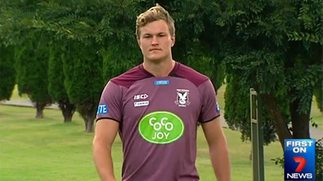 Knight in his Sea Eagles gear. Image: Channel 7