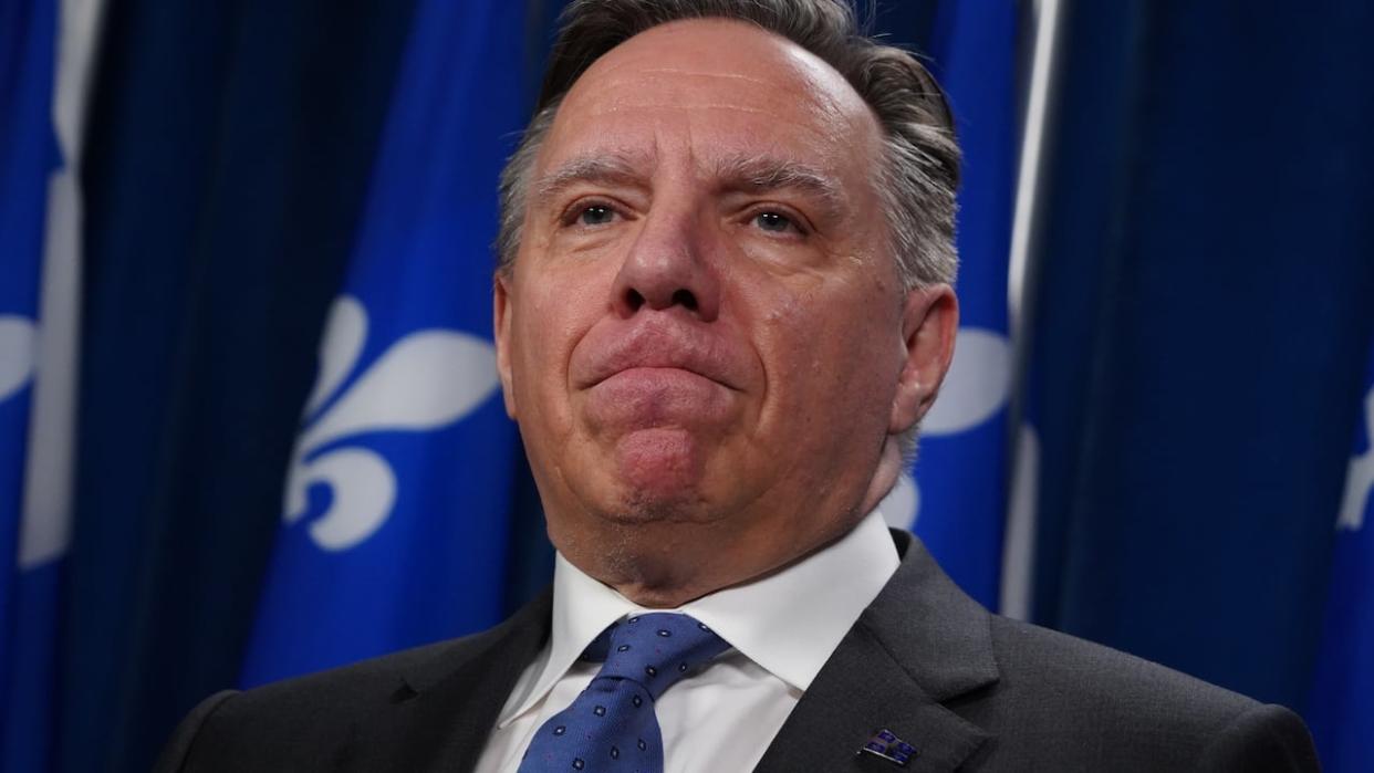 Premier François Legault confirmed in a press conference Thursday that the Transport Ministry will study the third link project between Quebec City and Lévis as a bridge for cars and trucks between the municipalities.   (Sylvain Roy Roussel/Radio-Canada - image credit)