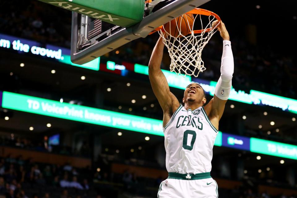 Jayson Tatum showed the Wizards both power and finesse on Wednesday. (Getty Images)