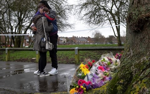 Flowers left in Harold Hill, Romford, where Jodie died - Credit: Heathcliff O'Malley/Heathcliff O'Malley